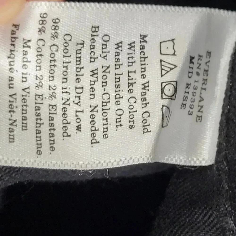 Everlane Mid Rise Black Denim Straight Leg Skinny Jeans Size 27